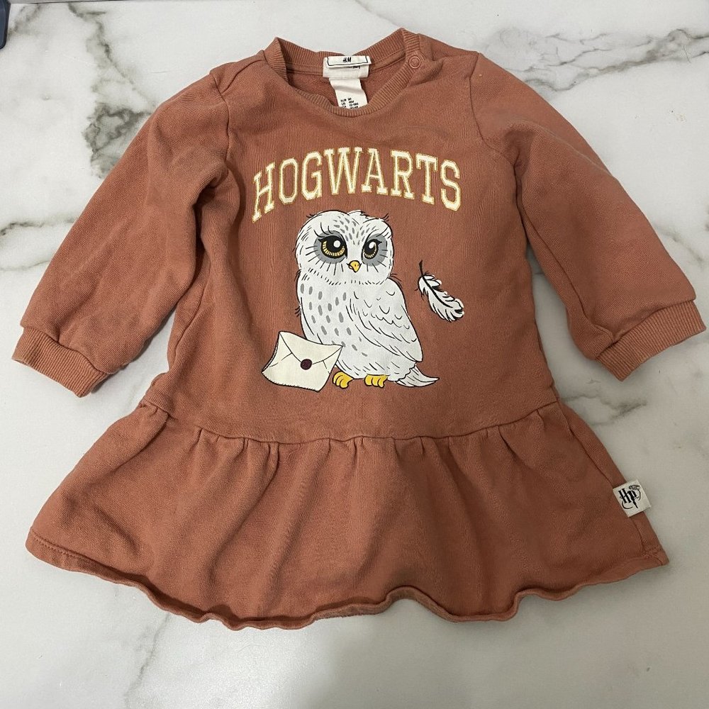 H&M Harry Potter Hogwarts Owl Long Sleeve Sweater Dress Size 18M